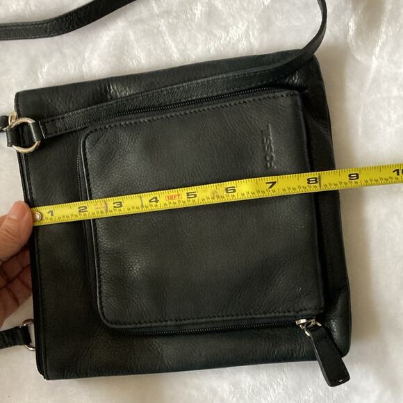 Black Fossil Pebble Leather Crossbody Purse Bag - Picture 7 of 7